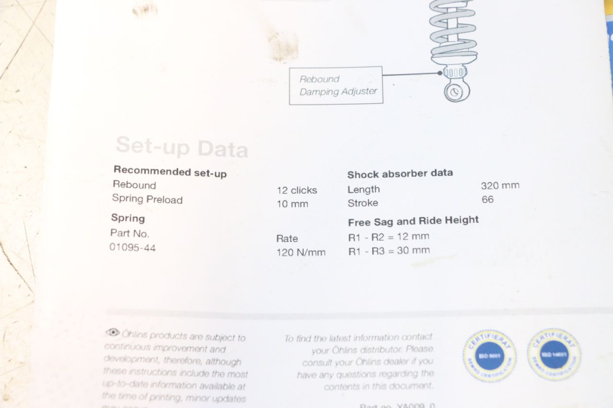 photo de REAR SHOCK ABSORBER YAMAHA FZ8 800 (2010 - 2016) - Spare part profile view